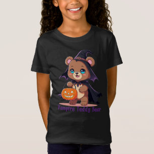 Spooky Halloween Teddy Bear Vampire Cartoon T-Shirt