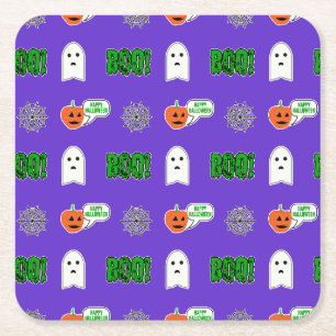 Spooky Halloween Theme Square Paper Coaster