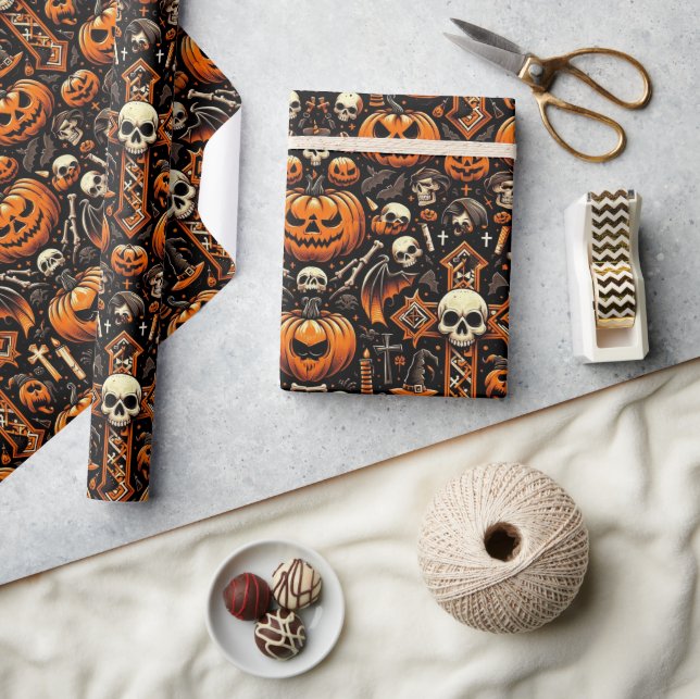 Spooky Halloween theme Tile Wrapping Paper (Crafts)