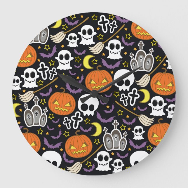 Spooky Halloween: Themed Background Design. Large Clock (Front)
