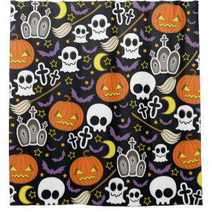 Spooky Halloween: Themed Background Design. Shower Curtain