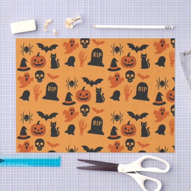 Spooky Halloween Tissue Paper | Black & Orange  (Craft)