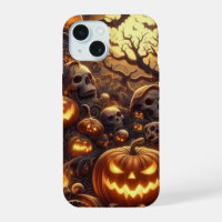 Spooky Halloween Tree bats skulls pumpkin ghost