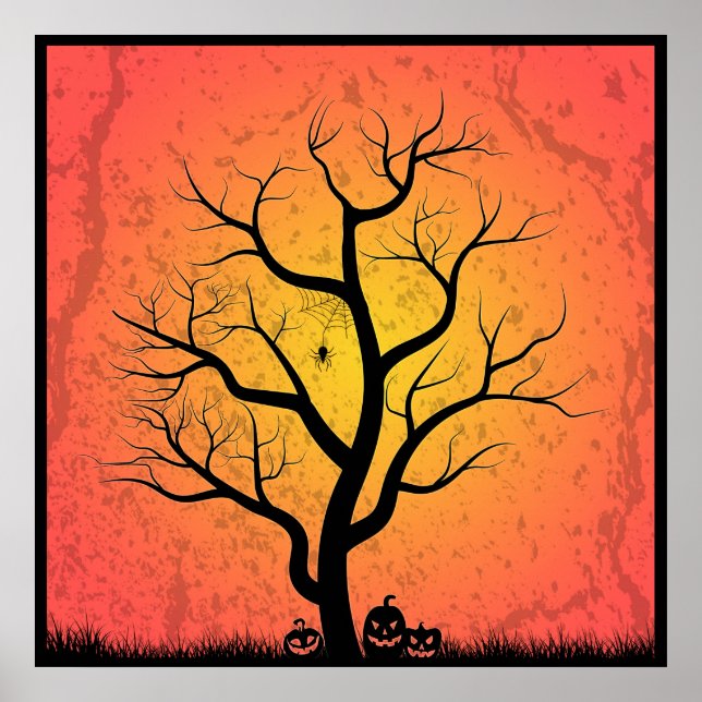 Spooky Halloween Tree Poster (Front)