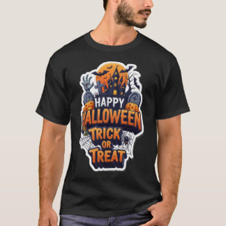 Spooky Halloween Trick or Treat graphic with haunt T-Shirt