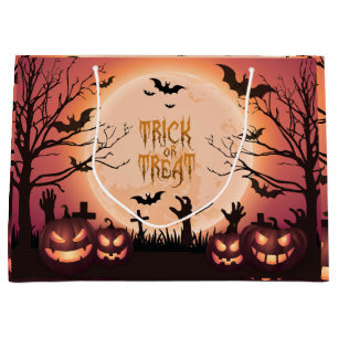Spooky Halloween Trick or Treat Sunset Design Large Gift Bag