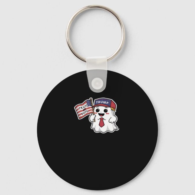 Spooky, Halloween, Trick Or Vote, I Always Get Gho Key Ring (Front)