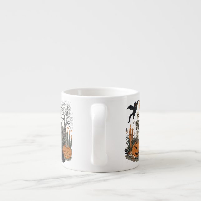 Spooky Halloween Vintage Design – Ghost, Pumpkin  Espresso Cup (Back)
