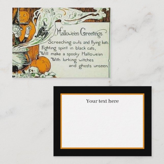spooky Halloween vintage witch add text Card (Front/Back)