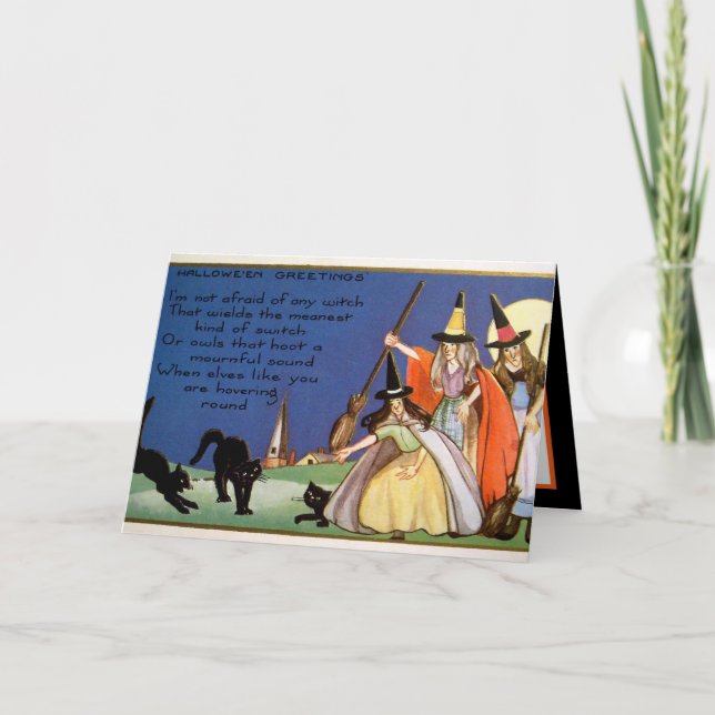 spooky Halloween vintage witches add text Card (Front)