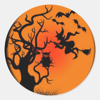 Spooky Halloween Witch Classic Round Sticker