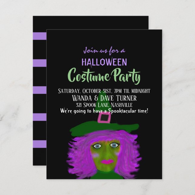 Spooky Halloween Witch Costume Party Invitation (Front/Back)