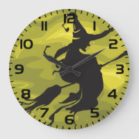 Spooky Halloween Witch Flying on Broomstick