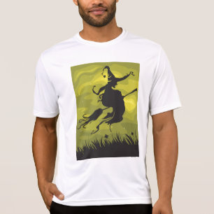Spooky Halloween Witch Flying on Broomstick T-Shirt