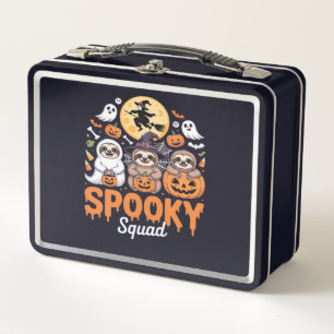 Spooky Halloween Witch Funny Horror Sloths Essenti Metal Lunch Box