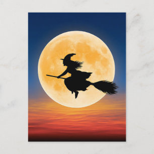 Spooky Halloween Witch Greeting Postcard