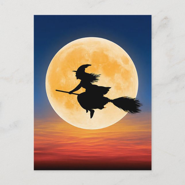 Spooky Halloween Witch Greeting Postcard (Front)
