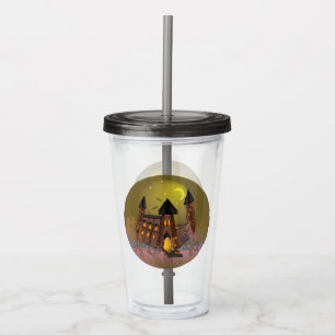 Spooky Halloween witch house and vampires castle  Acrylic Tumbler