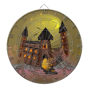 Spooky Halloween witch house and vampires castle Dartboard