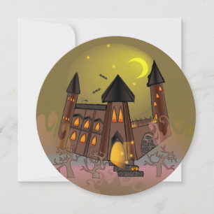 Spooky Halloween witch house and vampires castle Holiday Card