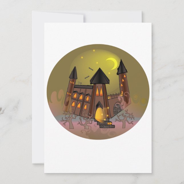 Spooky Halloween witch house and vampires castle  Invitation (Front)