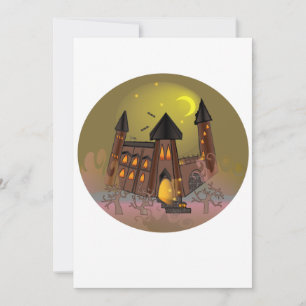 Spooky Halloween witch house and vampires castle Invitation