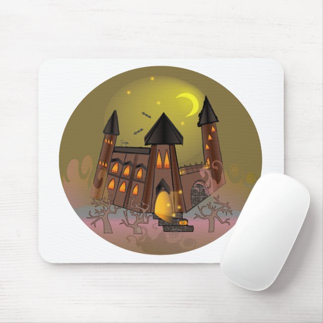 Spooky Halloween witch house and vampires castle  Mouse Pad (With Mouse)