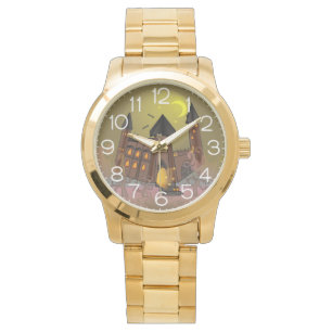 Spooky Halloween witch house and vampires castle  Watch