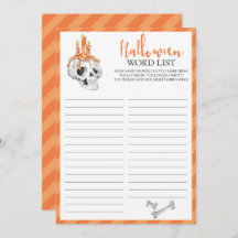 Spooky Halloween Word List Game Cards