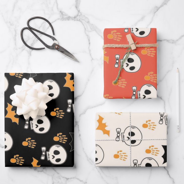 spooky Halloween Wrapping Paper Sheet (Front)