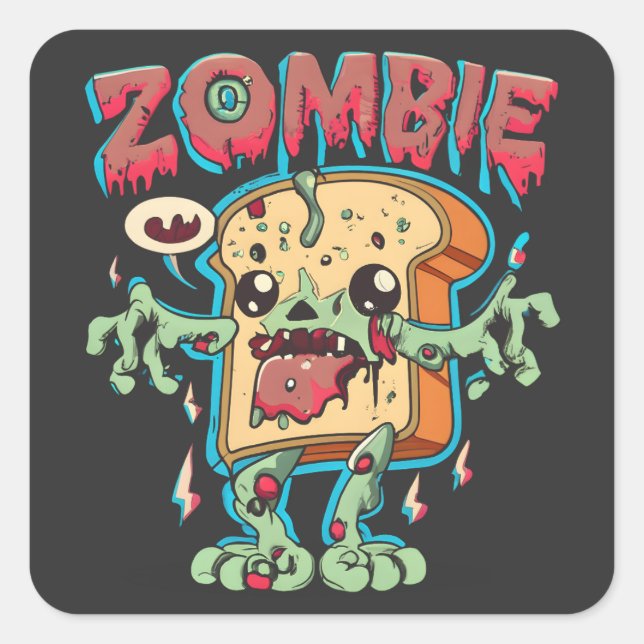 Spooky Halloween Zombie Toast Funny Halloween Gift Square Sticker (Front)