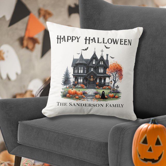 Spooky Happy Halloween Cushion (Spooky Happy Halloween Throw Pillow)