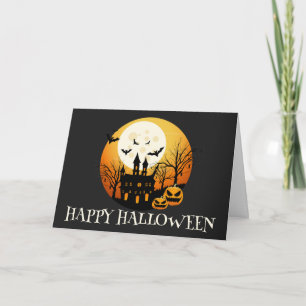 Spooky Happy Halloween Haunted House Card