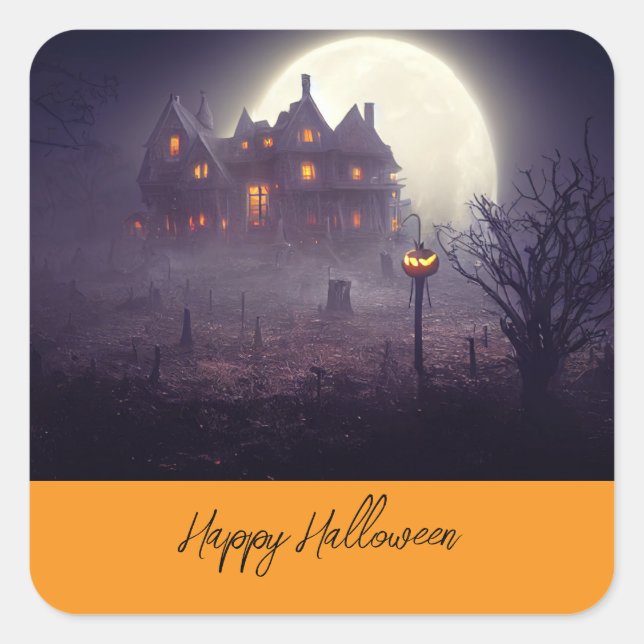 Spooky Happy Halloween Party  Square Sticker (Front)