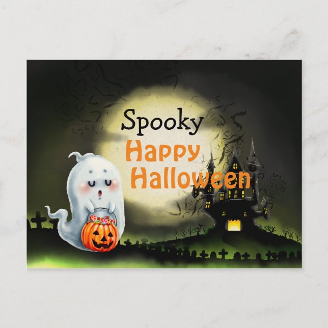 Spooky Happy Halloween Postcard (Front)