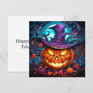 Spooky Happy Halloween Pumpkin Art Card