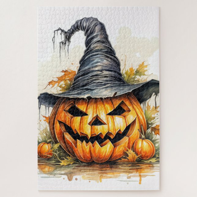 Spooky Happy Halloween Pumpkin Jigsaw Puzzle (Vertical)