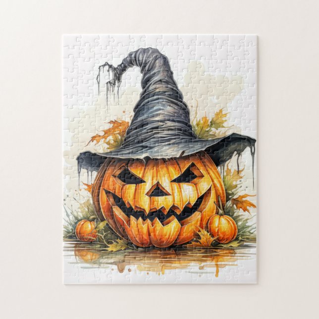 Spooky Happy Halloween Pumpkin Jigsaw Puzzle (Vertical)