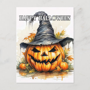 Spooky Happy Halloween Pumpkin Postcard