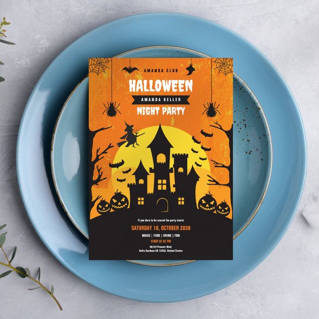 Spooky Haunted Castle Halloween Night Party Invitation (Creator Uploaded)