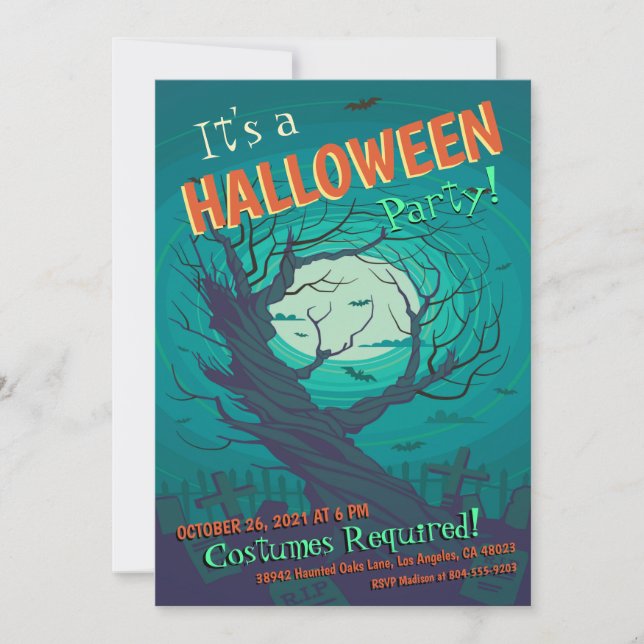 Spooky Haunted Forest Halloween Costume Party Invitation (Front)