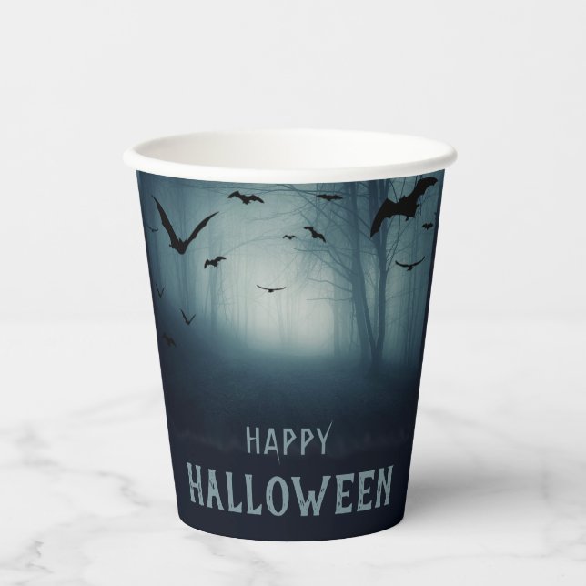 Spooky Haunted Forest Halloween Party Paper Cups (Front)