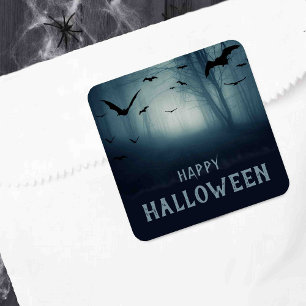 Spooky Haunted Forest Halloween Party Square Sticker