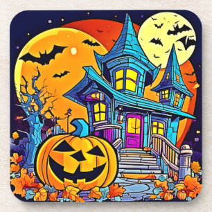 Spooky Haunted House Artwork Coaster