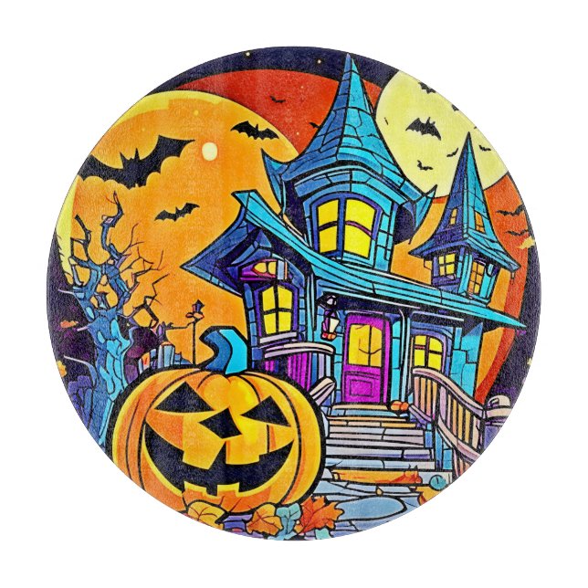 Spooky Haunted House Artwork Cutting Board (Front)
