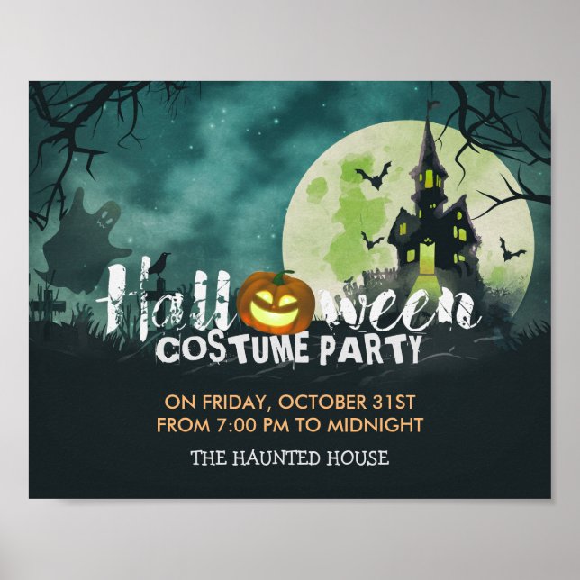 Spooky Haunted House Costume Night Sky Halloween Poster (Front)
