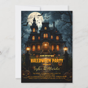 Spooky Haunted House Eerie Night Halloween Party Invitation