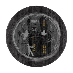 Spooky Haunted House Ghosts & Bats HalloweenHorror Cutting Board