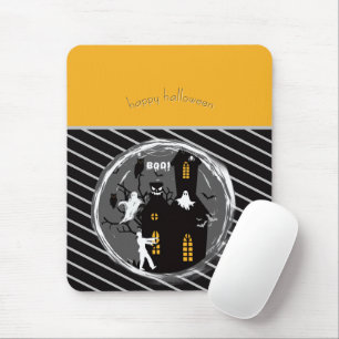 Spooky Haunted House Ghosts & Bats HalloweenHorror Mouse Pad