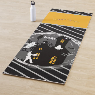 Spooky Haunted House Ghosts & Bats HalloweenHorror Yoga Mat